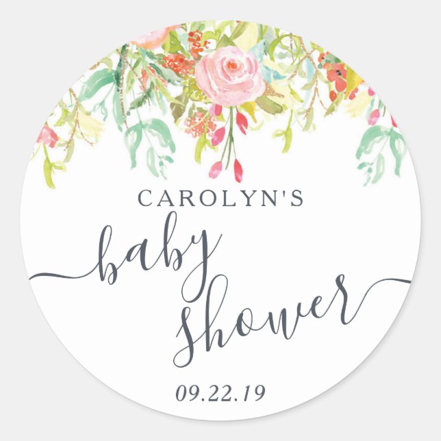 Frühjahrsflora | Babydusche Runder Aufkleber (Vorderseite)