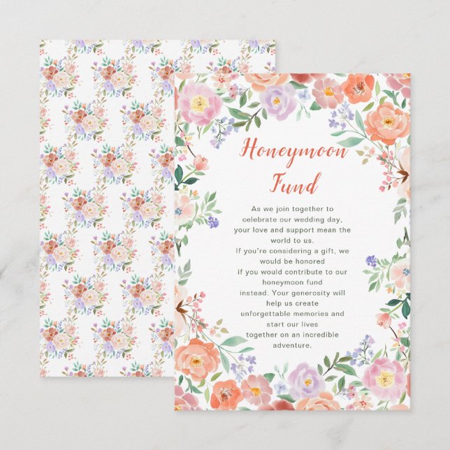 Frühjahrsflorale Blume Hochzeitsfonds Begleitkarte (Vorne/Hinten)
