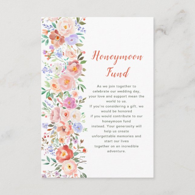 Frühjahrsflorale Blume Hochzeitsfonds Begleitkarte (Vorderseite)