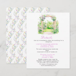 Frühjahrsflorale Hochzeitstorte Details Begleitkarte