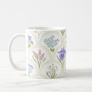 Frühjahrsgarten Blume in Regenbogenmedallion Kaffeetasse