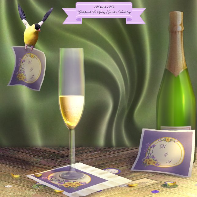 Frühjahrsgarten Hochzeitscreme Serviette (Spring into your wedding with Arisdale Arts Goldfinch Garden and Spring Garden Collection set.)