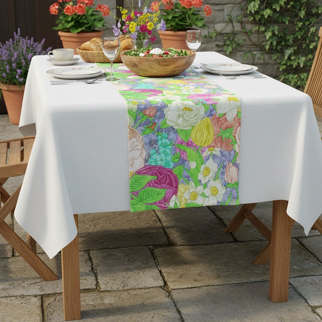 Frühjahrsgarten Kurzer Tischläufer (Von Creator hochgeladen)