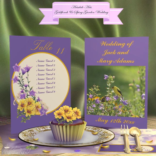 Frühjahrsgarten Tischnummer (Spring into your wedding with Arisdale Arts Goldfinch Garden and Spring Garden Collection set.)