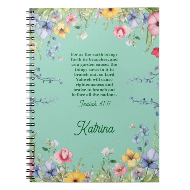 Frühjahrsgarten Wildblume Bibel Verse Personalisie Notizblock (Vorderseite)