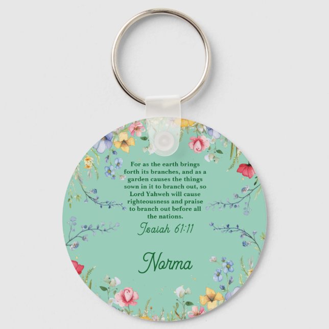Frühjahrsgarten Wildblume Bibel Verse Personalisie Schlüsselanhänger (Vorderseite)