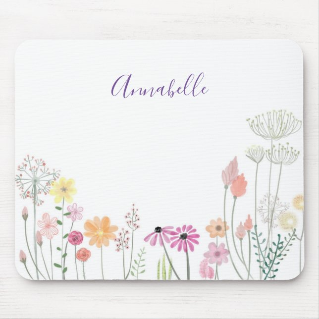 Frühjahrsgarten Wildblume | PERSONALISIERT Mousepad (Vorne)