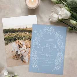 Frühjahrshochzeit Lilie Art Blue White Foto Save The Date