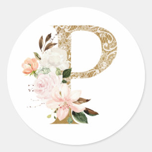 Frühjahrshochzeit MONOGRAM P Runder Aufkleber