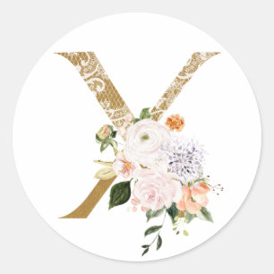 Frühjahrshochzeit MONOGRAM X Runder Aufkleber