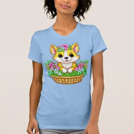Frühjahrshund Niedlicher Hund in Blume T-Shirt