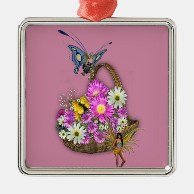 Frühjahrskorb Silbernes Ornament (Vorne)