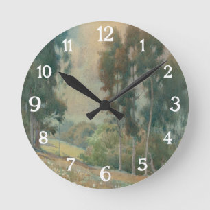 Frühjahrslandschaft (1911) Serene Wasserfarbenland Runde Wanduhr