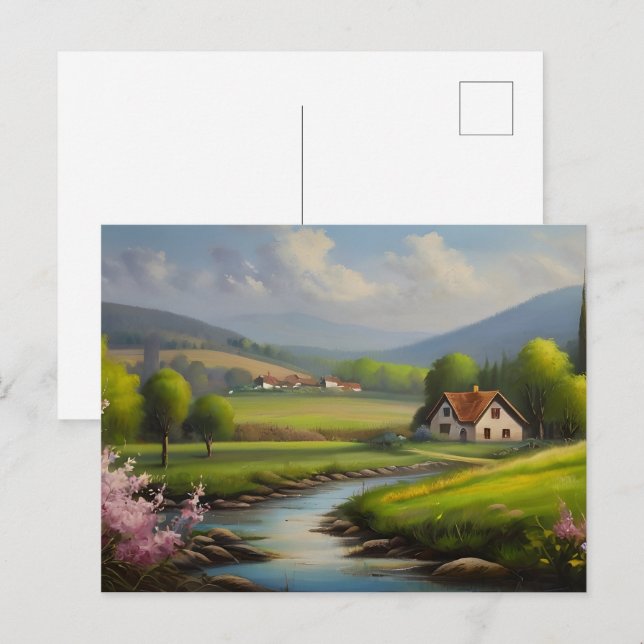 Frühjahrslandschaft Postkarte (Vorne/Hinten)