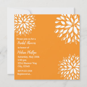 Frühjahrsmoderne Orange und Weiße Blumige Hochzeit Einladung