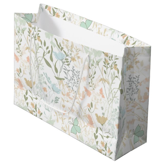 Frühjahrsmuster 01 - Große Geschenktasche Große Geschenktüte (Vorderseite Schrägansicht)