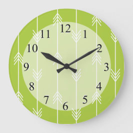 Frühjahrsmuster für grüne Pfeil Große Wanduhr