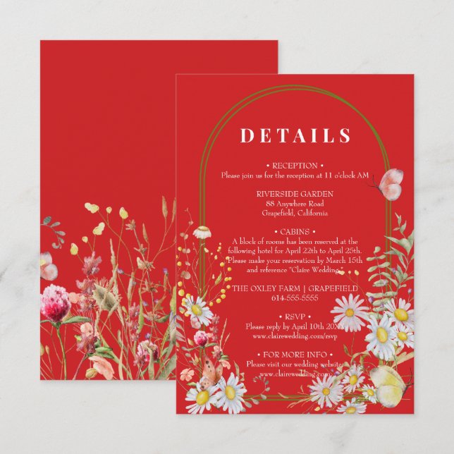 Frühjahrsommer Wildblume Fiery Red Enclosure Card Begleitkarte (Vorne/Hinten)