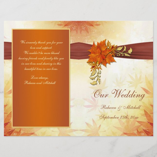 Frühjahrsprogramm Rot und Gold für Blätter Hochzei (Vorderseite)