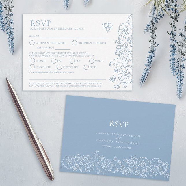 Frühjahrsschmetterling Hochzeitsmahlzeit Option bl RSVP Karte (Von Creator hochgeladen)