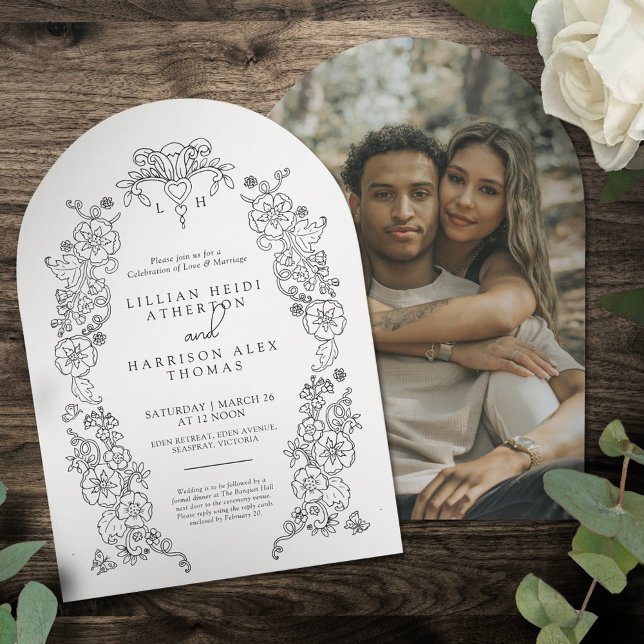 Frühjahrsveranstaltung Lilie Hochzeit Schwarz-weiß Einladung (Von Creator hochgeladen)