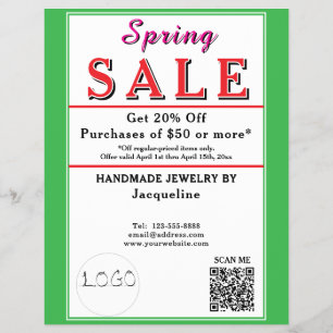 Frühjahrsverkauf Schmuck Grün Weiß Herz Flyer
