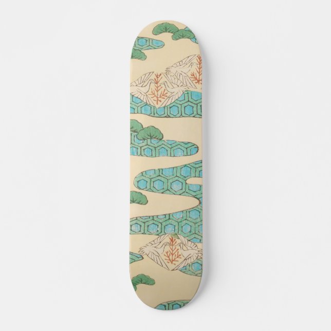 Frühjahrsvögel auf Hexagon Mountains Vintag Japani Skateboard (Vorne)