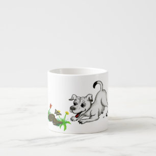 Frühjahrswache, Welpe mit Schmetterling Espressotasse