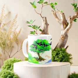 Frühjahrswald mit Vögeln und Eichhörnchen - Natur Jumbo-Tasse
