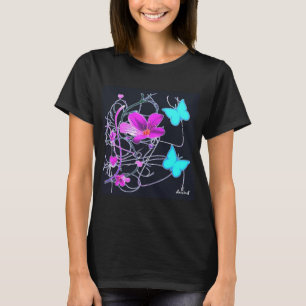Frühjahrszeit auf schwarzem T - Shirt