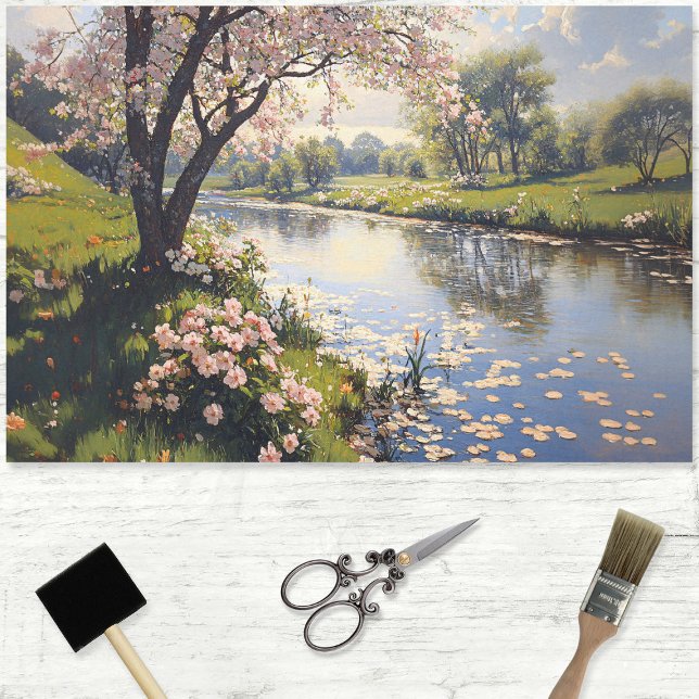 Frühlandschaft Blütenbaum Decoupage Seidenpapier (Von Creator hochgeladen)