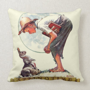 Frühling 1935 Junge mit Kaninchen Kissen