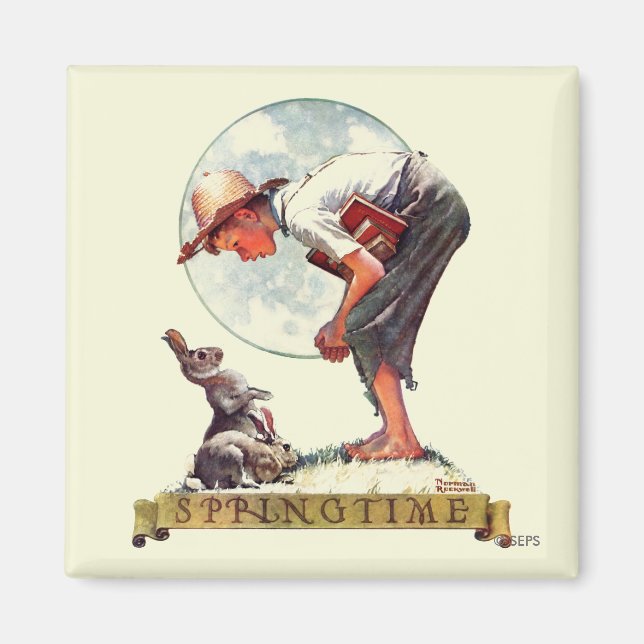Frühling 1935 Junge mit Kaninchen Magnet (Vorne)