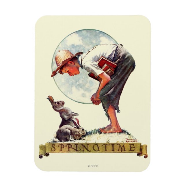 Frühling 1935 Junge mit Kaninchen Magnet (Vertikal)