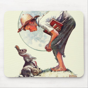 Frühling 1935 Junge mit Kaninchen Mousepad