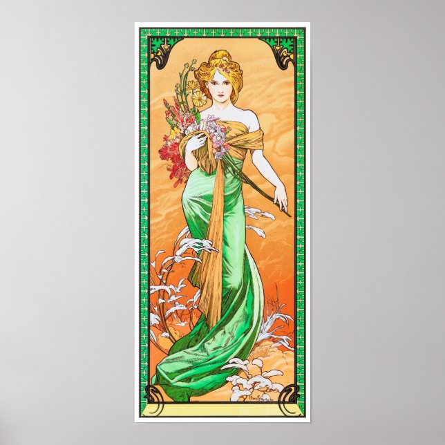 Frühling, Alphonse Mucha Poster (Vorne)