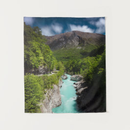 Frühling am Fluss Soča von der Napoleon-Brücke Wandteppich