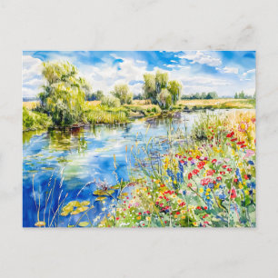 Frühling an der Havel Havelland Aquarell Stil Postkarte
