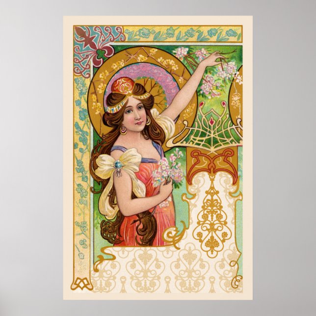 Frühling Art Nouveau Poster (Vorne)