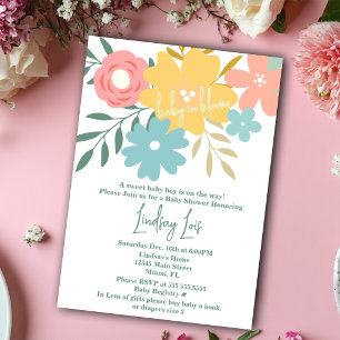 Frühling Baby in Blüte Florale Babyparty Einladung