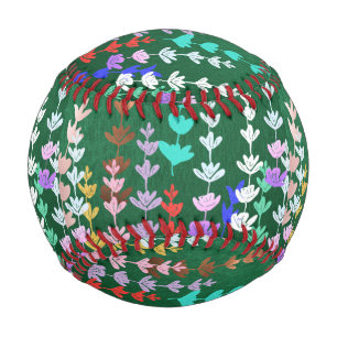 Frühling, blühend, modern, Muster, glücklich, farb Baseball