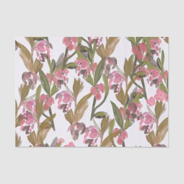 Frühling blüht Blumendesign in Rosa, Olivgrün Seidenpapier (Vorderseite)