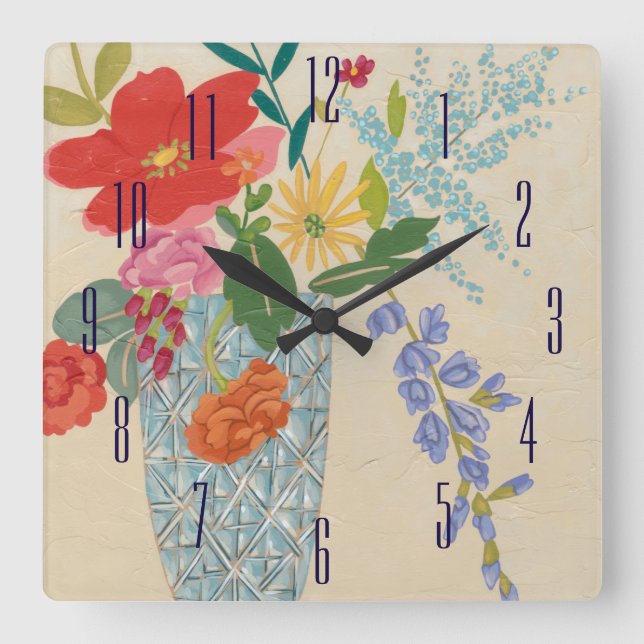Frühling blüht II Quadratische Wanduhr (Vorderseite)
