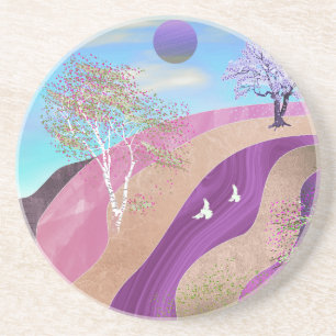 Frühling blüht Landschaft Getränkeuntersetzer