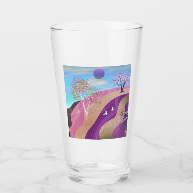 Frühling blüht Landschaft Glas (Vorderseite)