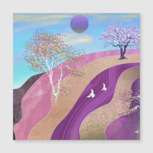 Frühling blüht Landschaft Magnetkarte