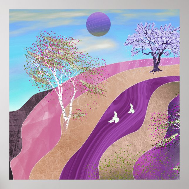 Frühling blüht Landschaft Poster (Vorne)