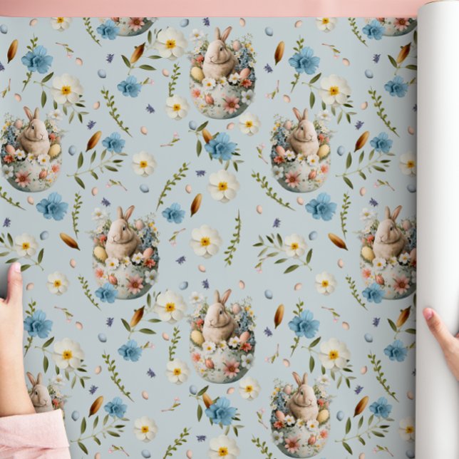 Frühling Blumenoster Sonntagsfest Blaues Meer Geschenkpapier (Von Creator hochgeladen)