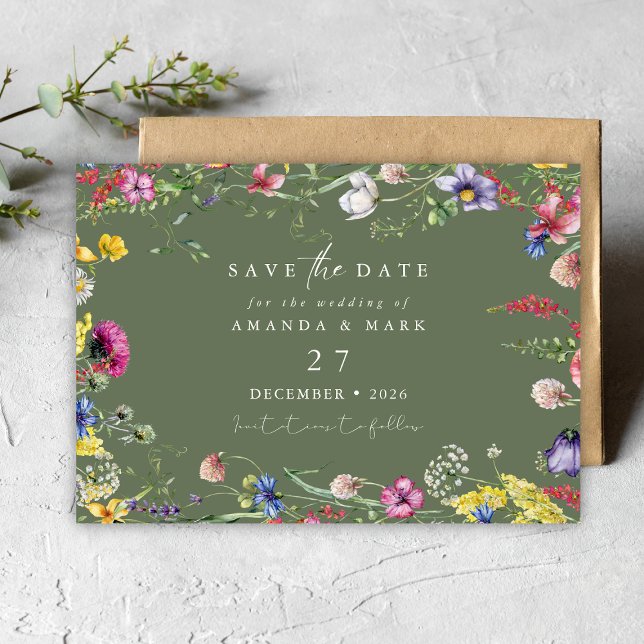 Frühling Boho Chic Bunte Wildblumen-Hochzeit  Einladung (Von Creator hochgeladen)