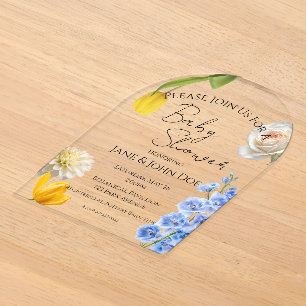 Frühling Botanische Acryl-Baby-Shower-Einladung Acryleinladungen